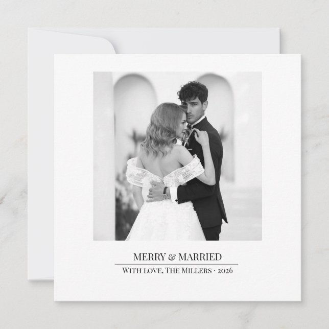 Merry & Married - Personalized Newlywed Christmas  Julkort (Framsida)