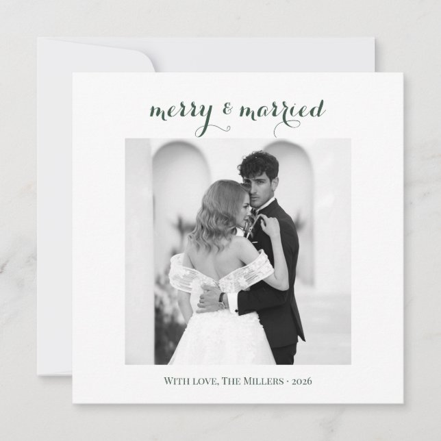 Merry & Married - Personalized Newlywed Christmas  Julkort (Framsida)