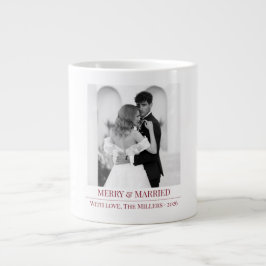 Merry & Married - Personalized Newlywed Christmas Jumbo Mugg