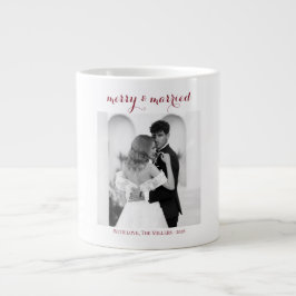 Merry & Married - Personalized Newlywed Christmas Jumbo Mugg