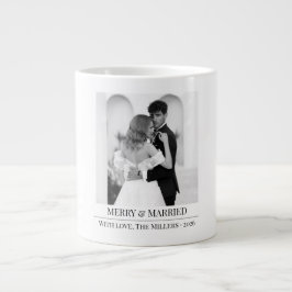 Merry & Married - Personalized Newlywed Christmas Jumbo Mugg
