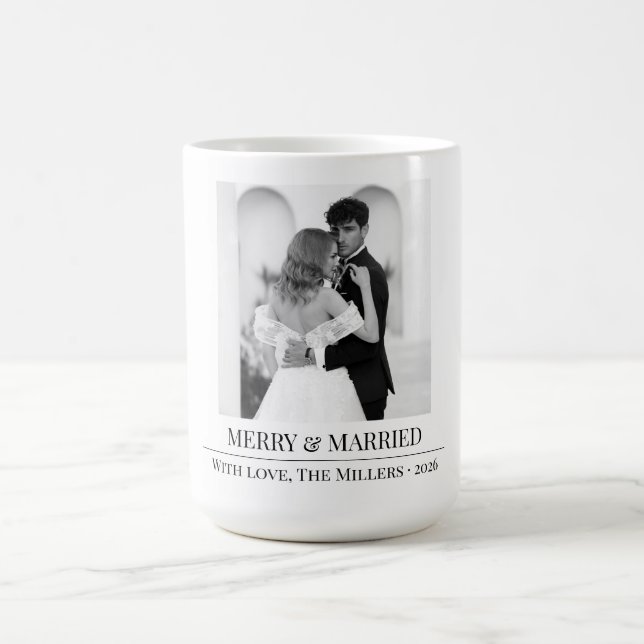Merry & Married - Personalized Newlywed Christmas  Kaffemugg (Center)