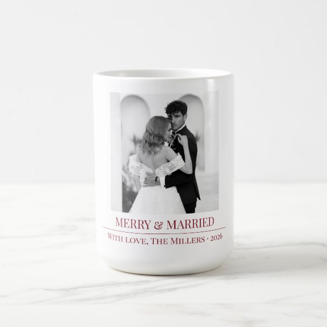 Merry & Married - Personalized Newlywed Christmas  Kaffemugg (Center)