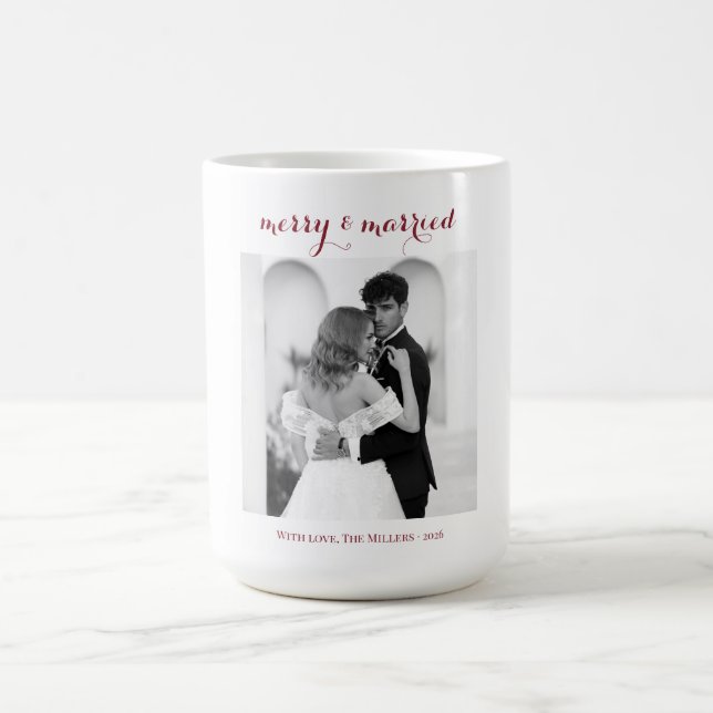 Merry & Married - Personalized Newlywed Christmas  Kaffemugg (Center)