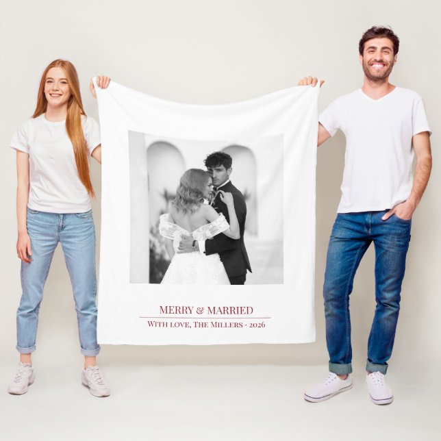 Merry & Married - Personlig jul för nygifta  Fleecefilt (På plats)