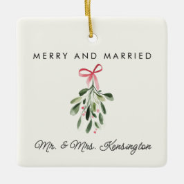 Merry & Married Personlig Newlyged WeddingPhoto Julgransprydnad Keramik
