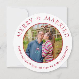 Merry Married Photo Circular jul White Julkort