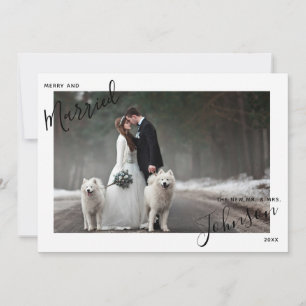 Merry & Married Script Namn Photo Mr. Julkort