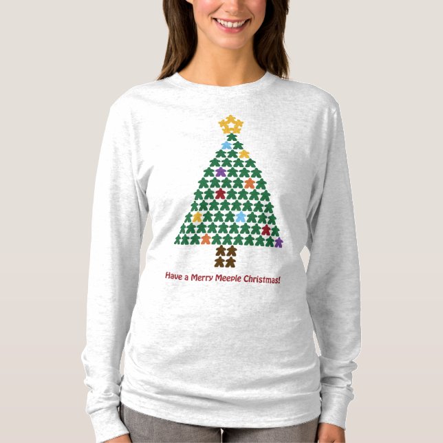 Merry Meeple Julgran Womens Shirt T Shirt (Framsida)