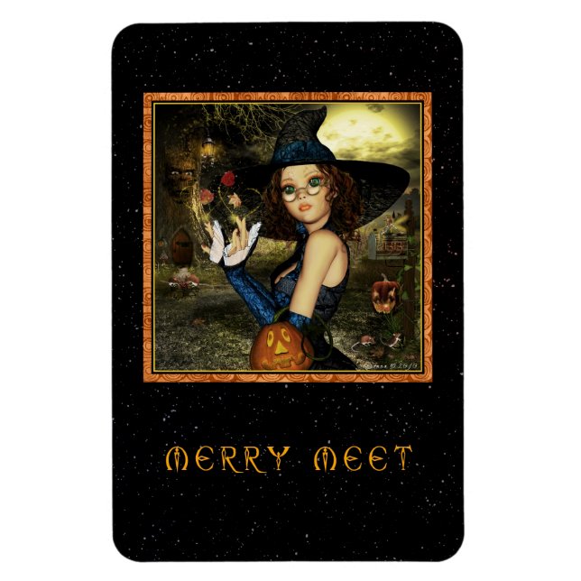 Merry Meet Cute Autumn Witch Flexi Magnet (Vertikal)