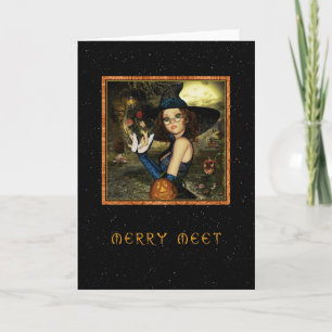 Merry Meet - Cute Witch Star Himmel Helgkort