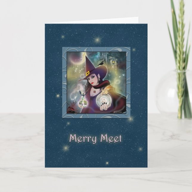 Merry Meet - Witch Blue Gnistra blank Helgkort (Framsida)