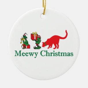 Merry Meewy-julkattor Julgransprydnad Keramik