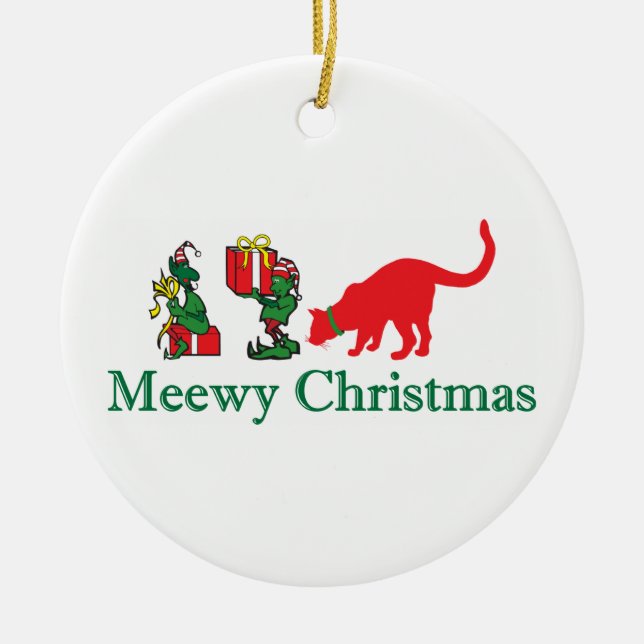 Merry Meewy-julkattor Julgransprydnad Keramik (Framsidan)