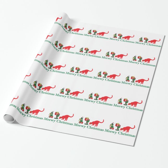 Merry Meewy-julkattor Presentpapper (Utrullad)