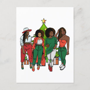 Merry Melanin jul Black Woman Friendsmas Vykort