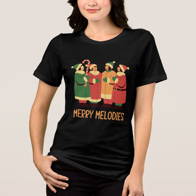Merry Melodies Julsångare Design T Shirt (Framsida)