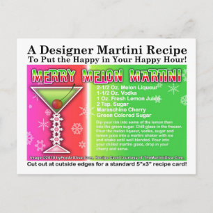 Merry Melon jul Martini Recept Card-vykort Vykort
