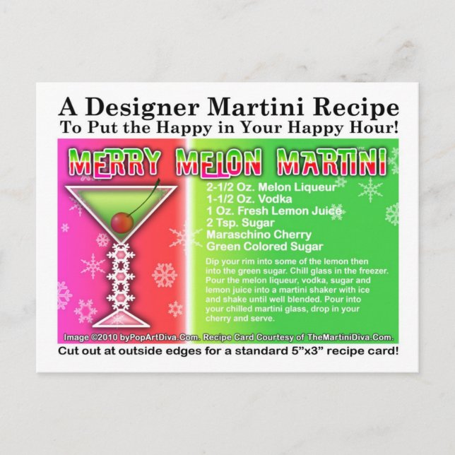 Merry Melon jul Martini Recept Card-vykort Vykort (Framsida)