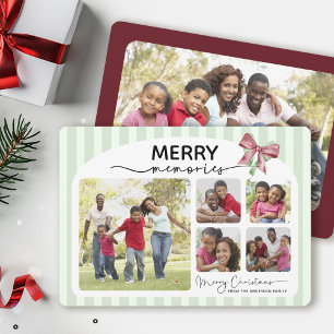 Merry Memories Photo Collage Bow-julafton Julkort