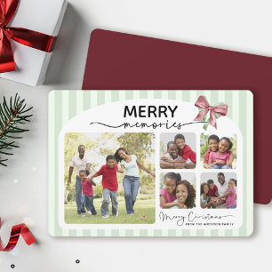 Merry Memories Photo Collage Bow-julafton Julkort