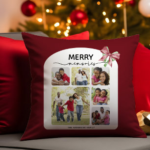 Merry Memories Photo Collage jul Bow Kudde