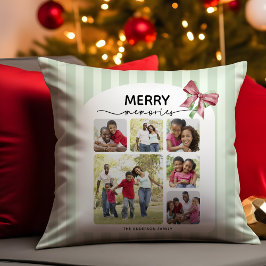 Merry Memories Photo Collage jul Bow Kudde