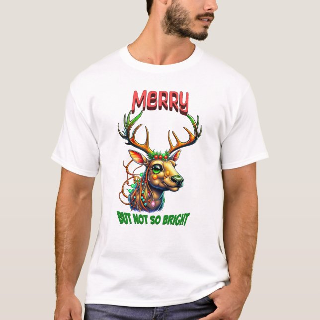 Merry men inte så Bright Reindeer T Shirt (Framsida)