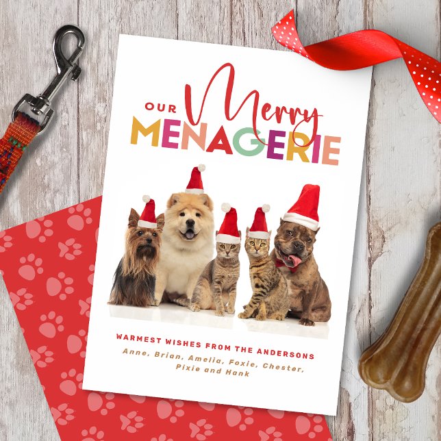 Merry Menagerie för flera Pet-Helgdag Julkort (Skapare uppladdad)