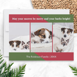 Merry Meows Rolig hund Cat Photo jul Julkort