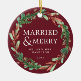 Merry & Merry Burgundy Mr. och mrs Wandeand. Julgransprydnad Keramik