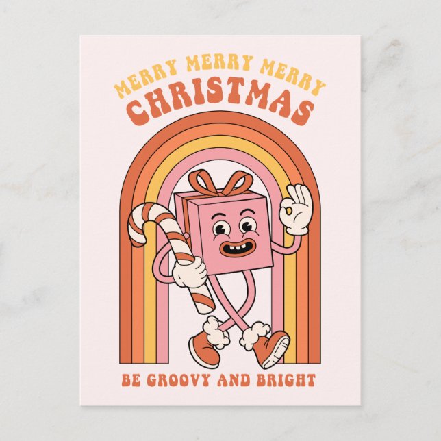 Merry Merry God jul - Be Groovy och Bright Helg Vykort (Framsida)