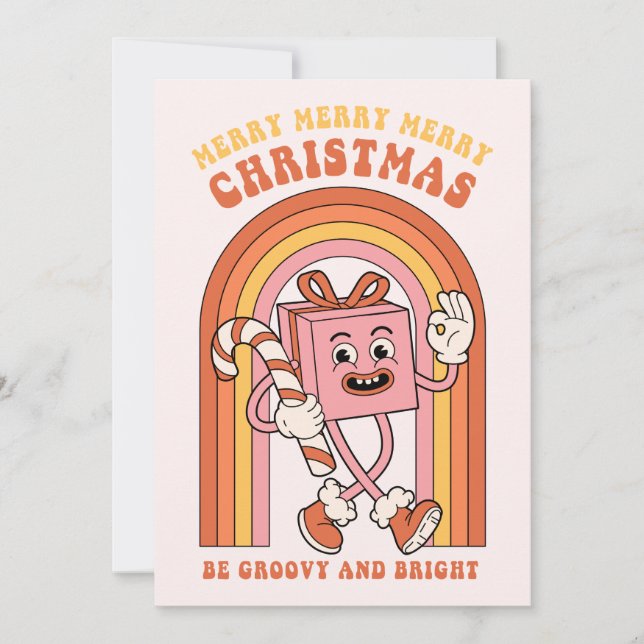 Merry Merry God jul - Be Groovy och Bright Julkort (Framsida)