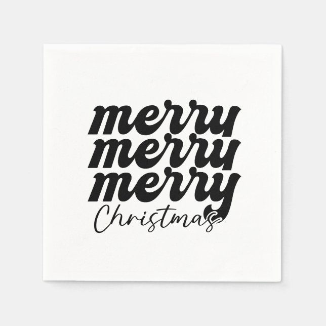 merry merry god jul black and white pappersservett (Framsidan)