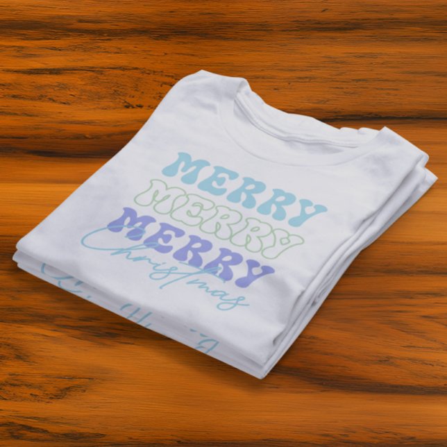 Merry Merry God jul Retro Typography T Shirt (Skapare uppladdad)
