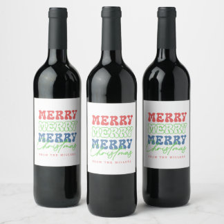 Merry, Merry, God jul retypografi Vinflaska Etikett