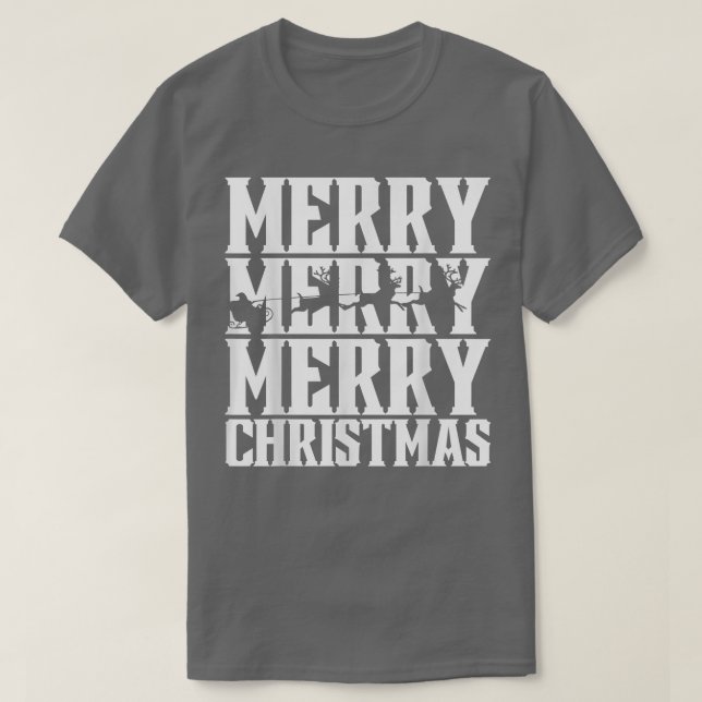 Merry Merry God jul Santas Sleigh & Flies T Shirt (Design framsida)