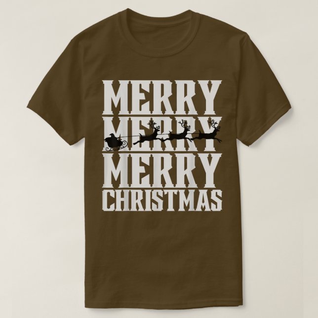 Merry Merry God jul Santas Sleigh & Flies T Shirt (Design framsida)