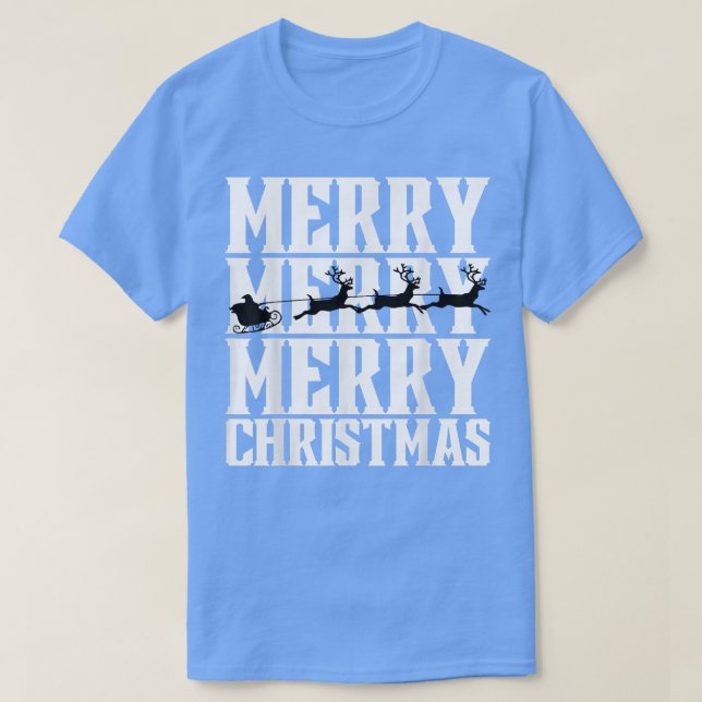 Merry Merry God jul Santa's Sleigh & Flyin T Shirt (Design framsida)