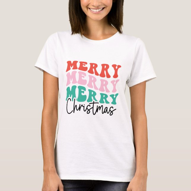 Merry Merry God jul T Shirt (Framsida)