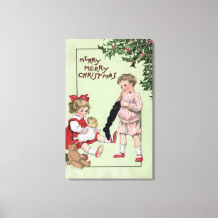 Merry Merry julKids med Leksak från Träd Canvastryck