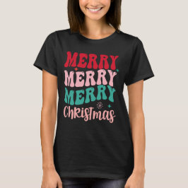 Merry Merry Merry Christmas Retro T Shirt
