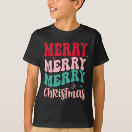 Merry Merry Merry Christmas Retro T Shirt