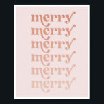 Merry Merry Merry Rosa Tona Vintage Retro-teckensn Poster<br><div class="desc">Merry Merry Merry Rosa Tona Vintage Retro-teckensnitt</div>