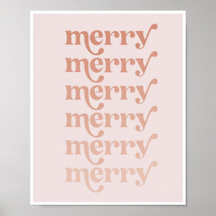 Merry Merry Merry Rosa Tona Vintage Retro-teckensn Poster