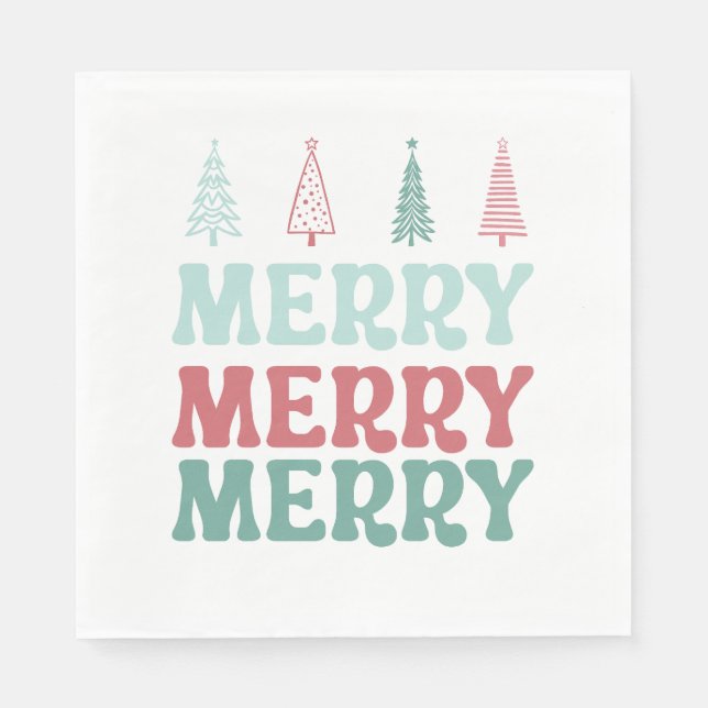 Merry Merry Merry with Pastel Boho Christmas Trees Pappersservett (Framsidan)