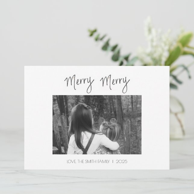 Merry Merry Minimalist - Handwritten Holiday Card Julkort (Stående Fram)