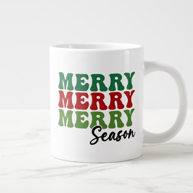 Merry Merry Season - Retro Helgdag Art Jumbo Mugg (Höger)