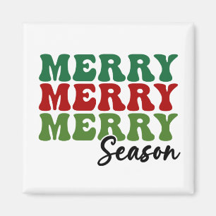 Merry Merry Season - Retro Helgdag Art Magnet
