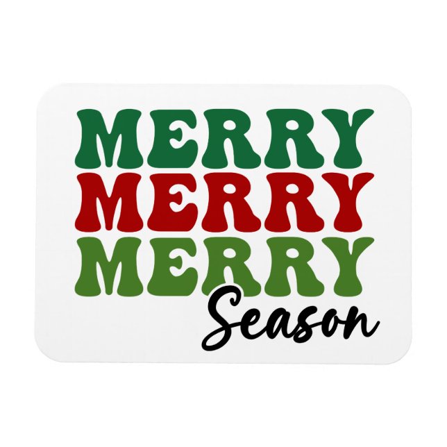Merry Merry Season - Retro Helgdag Art Magnet (Horisontell)